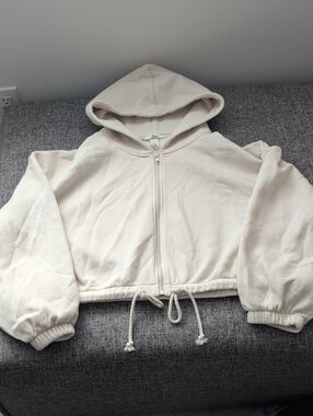 H&M Cropped Zip-Up Hoodie with Fleece Lining
